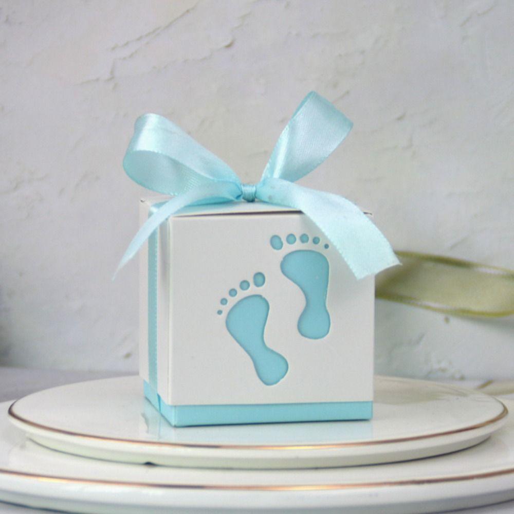 

10pcs Cute Footprints Candy Box Paper Box Gift Packaging Box Baby Shower Favor Boxes Children s