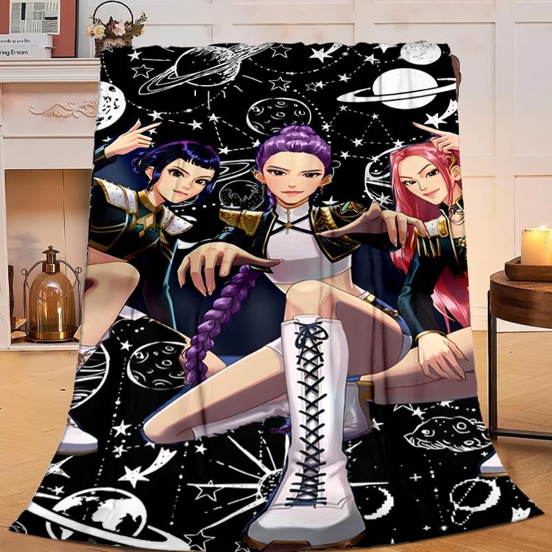 1PC Kpop Cartoon Flannel Blanket Gift, Suitable for Both Men And Women, Soft Ideal for Beds And Sofa, Birthday Or Christmas Gift