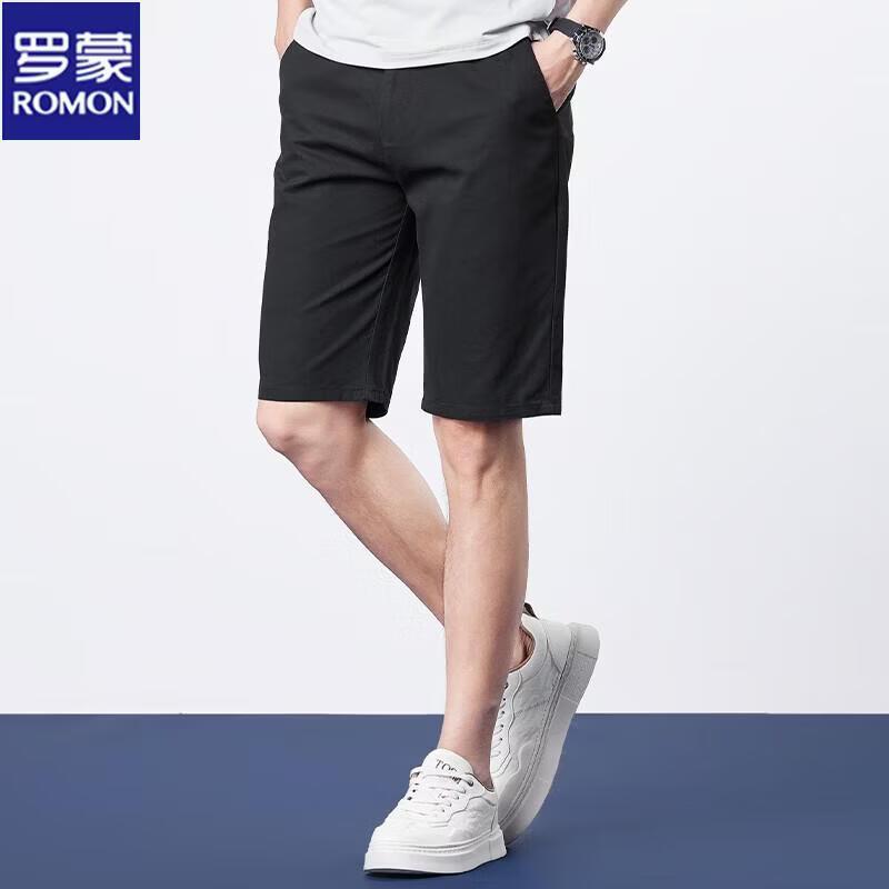 ROMON Men's Thin Straight Fit Cotton Casual Shorts