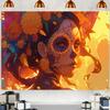 1pc Death's Day party banner featuring vivid Mexican skull and peanut designs  no need for electricity