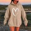 Oversized Fleece Lined Sweatshirt Women Long Sleeve Hoodies Fall Pullover Top with Pocket Heart Print Drawstring
