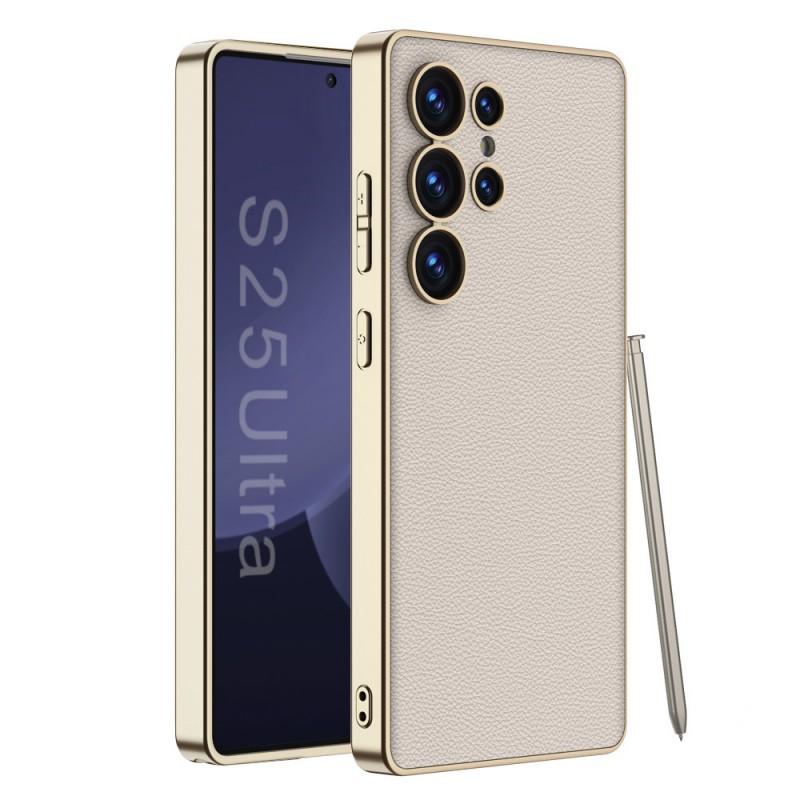 Slim Electroplated PU Leather Phone Case Galaxy S25 Ultra Plus Full Coverage Protective Cover