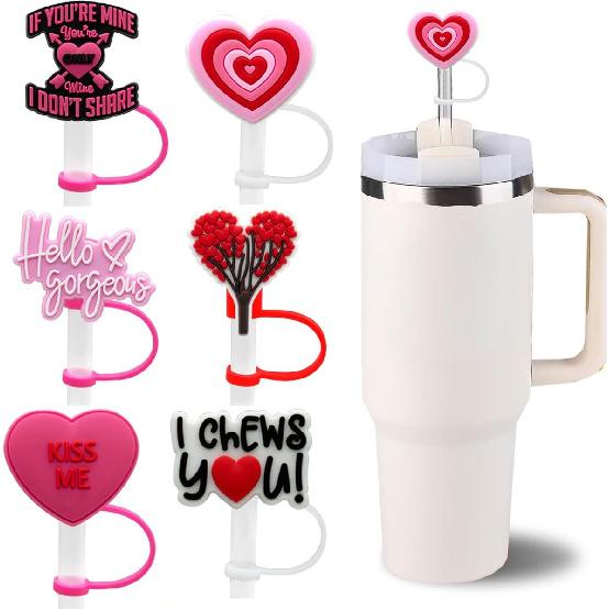 5PCS Butterfly Day Straw Toppers for Stanley Cup New Valentines Day Cover Cap 40oz/30oz Tumbler, 3D Silicone Straw Cover Caps for 10mm Straws,