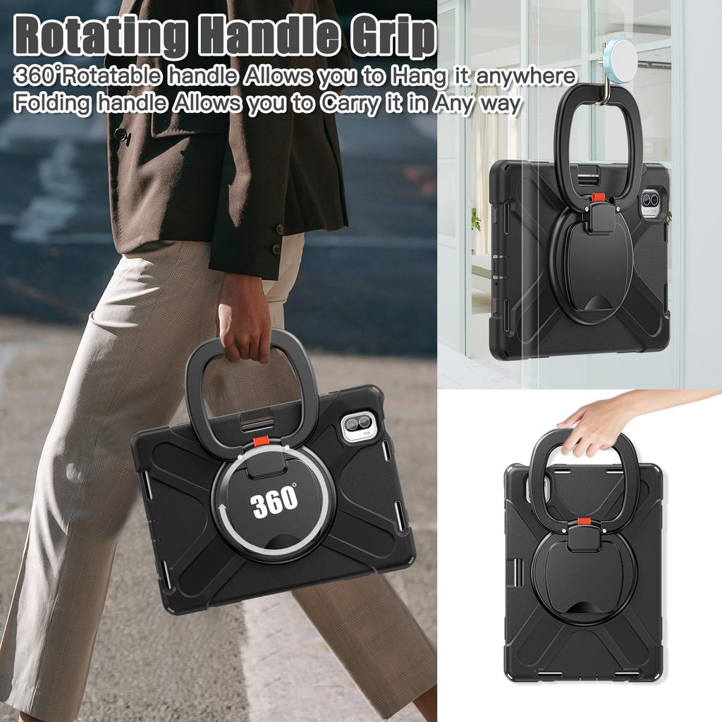 For Xiaomi Pad 5 Case Rugged Corner Protection PC+Silicone Tablet Cover with Rotating Kickstand