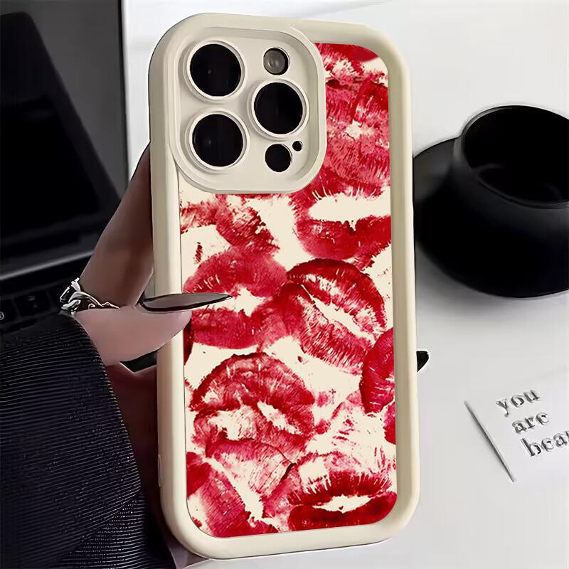 Sexy Red Lips Fashion Silicone Phone Case For iPhone 16 15 14 13 12 11 Pro Max 7 8 16 Plus 16E X XS XR SE Shockproof Soft Cover