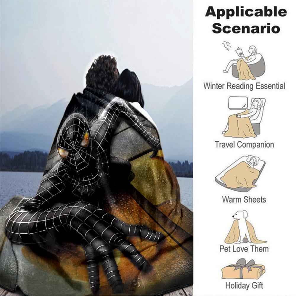 Spiderman Black Suit Adventure Blanket Soft Throw Blanket For Home Bedroom Bed Sofa Travel Office Solid Christmas Blanket