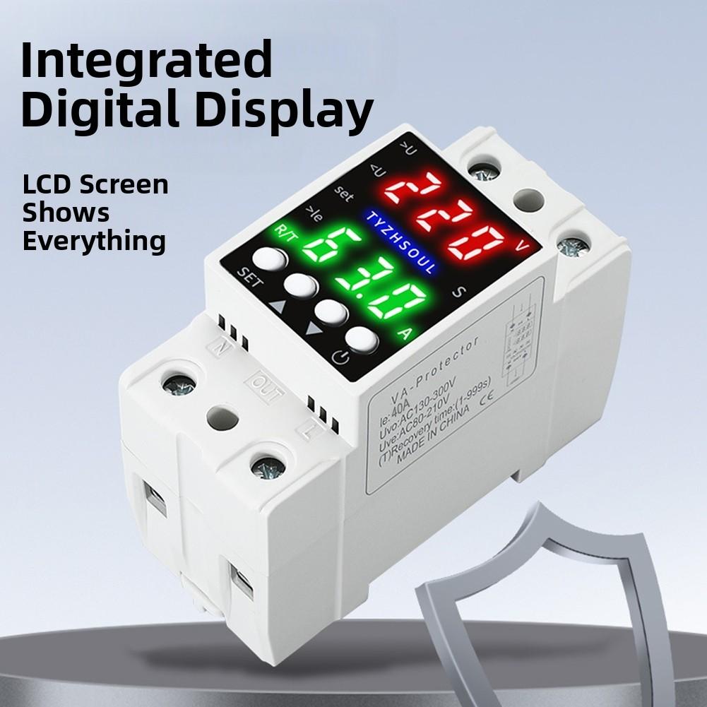 Automatic Voltage and Current Protector with Dual LCD Display Featuring Over Under Voltage Control and Delay Function for Safety