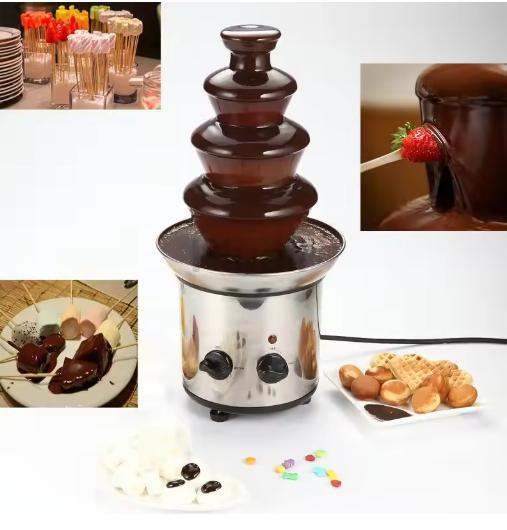 

4 слоя электрический 220 В шоколадный фонтан шоколадный расплав фондю водопад машина шоколадный фонтан плавильная башня для дома 4