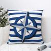 Compass And Stripes Pattern Nautical Anchor Pillowcase Cushion Cover Decoration Throw Pillow Case Cover Home Square