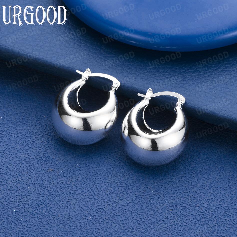 925 Sterling Silver Fashion Round Pierced Earrings Wedding Jewelry