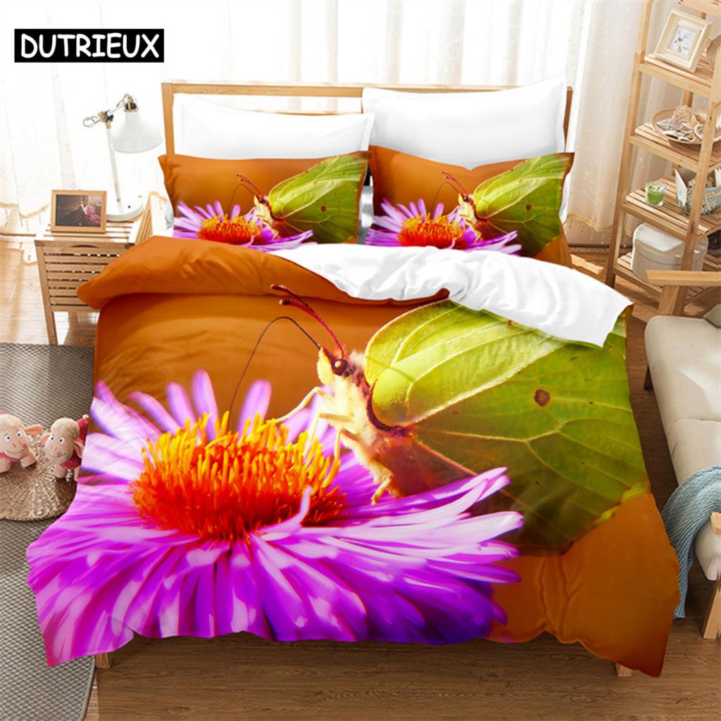 Comforter Butterfly Flower Queen Bedding Set Kids Bedroom Bed Set Comforter Set King Size Bedding Sets