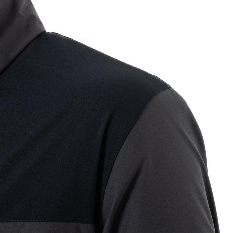 Men S Thick Fleece Lined Stand Collar Color Block Casual Jacket