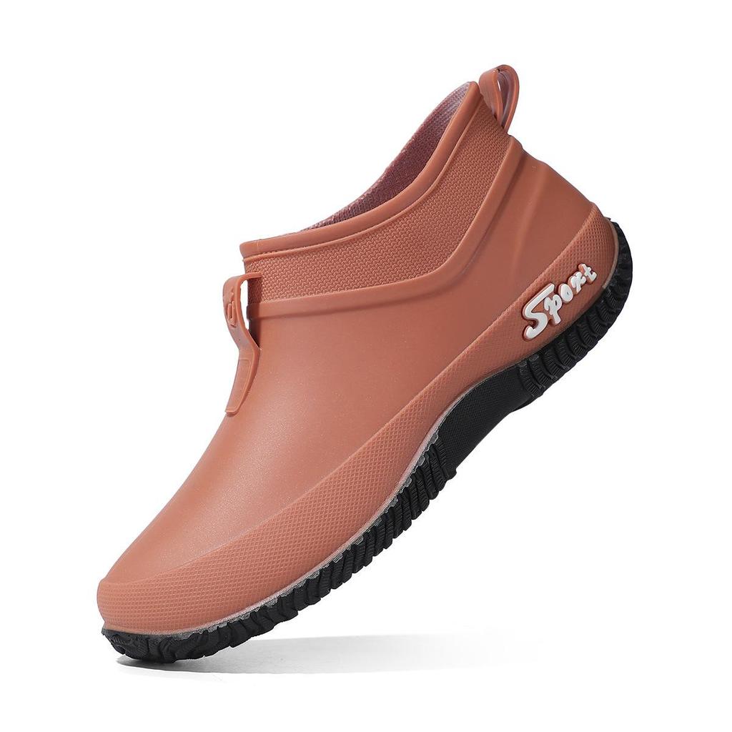Women's Waterproof Non-Slip Short Rain Boots - Thick-Soled, Dirt-Resistant, Low-Cut, Soft-Sole Rubber Shoes for Kitchen and Outdoor Use.