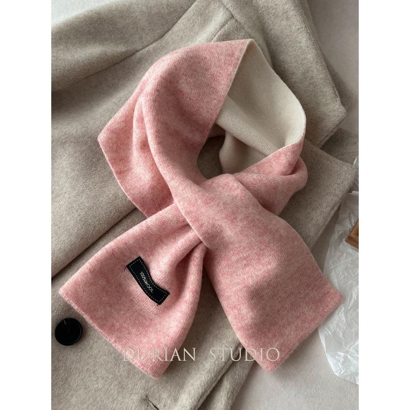 Wool Solid Color Double-sided Lazy Cross Wool Scarf Women's Winter All Match Warm Children's Parent Child Scarf