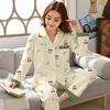 Baumwollimitat Pyjama Damen Frühling und Herbst Damen Mutter Herbst Übergröße Loungewear Langarm Hosen Set