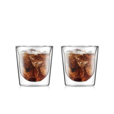 BODUM Glass Cup Tumbler SKAL Double Wall Glass 200ml Set of 2 Heat Retention Cold Retention Double Walled Heat Resistant Glass Microwave Safe Oven
