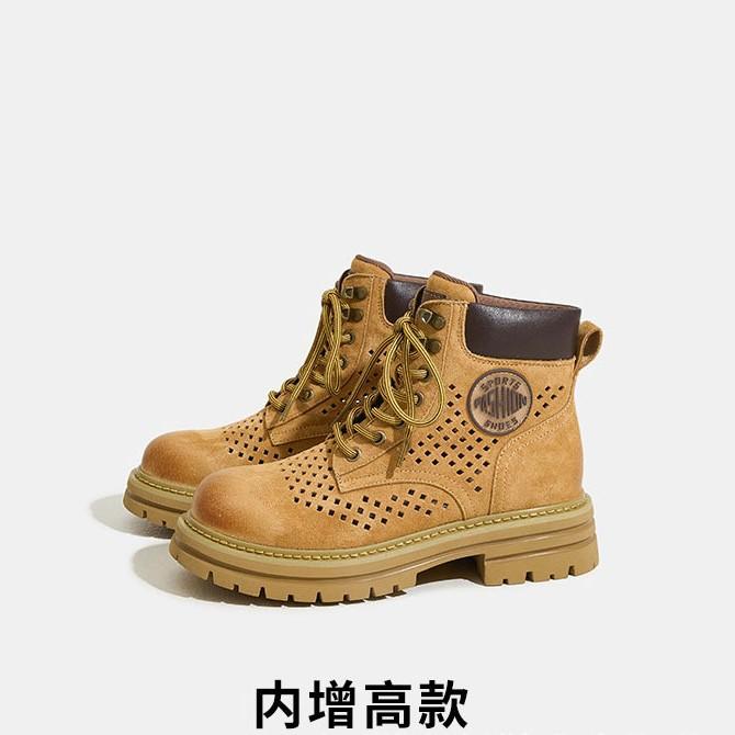 White Deer same summer limited hollow Martin boots women's new outdoor mountaineering rhubarb boots top layer pigskin tooling boots