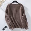 Podzim Zima Vintage Volný Top s Dlouhým Rukávem Jednobarevný Cardigan Svetr S výstřihem do V