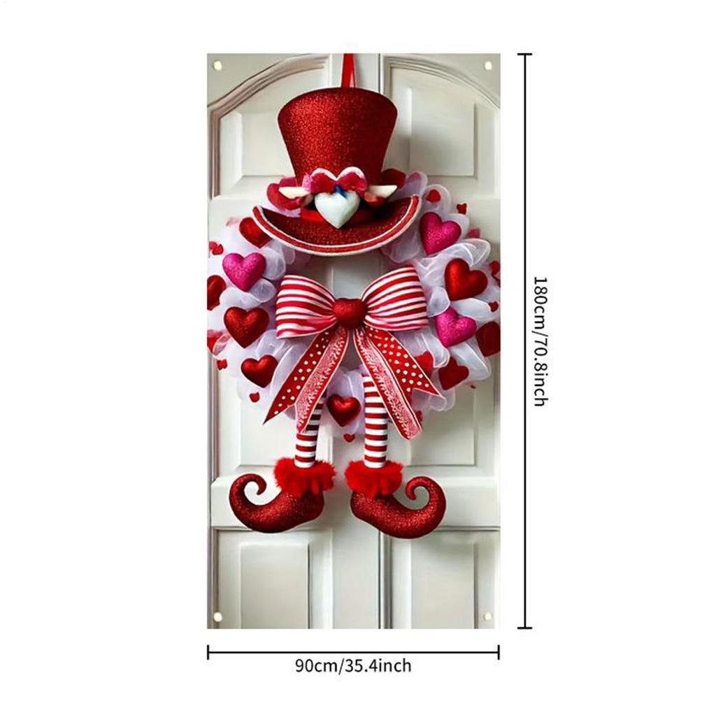 180x90cm Valentine Door Wreath Heart-Shaped Romantic Ornament for Front Door Porch Patio Window Valentine Day Home Decoration