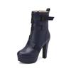New belt buckle strap side zipper short boots knight boots water platform thick high heels large size boots