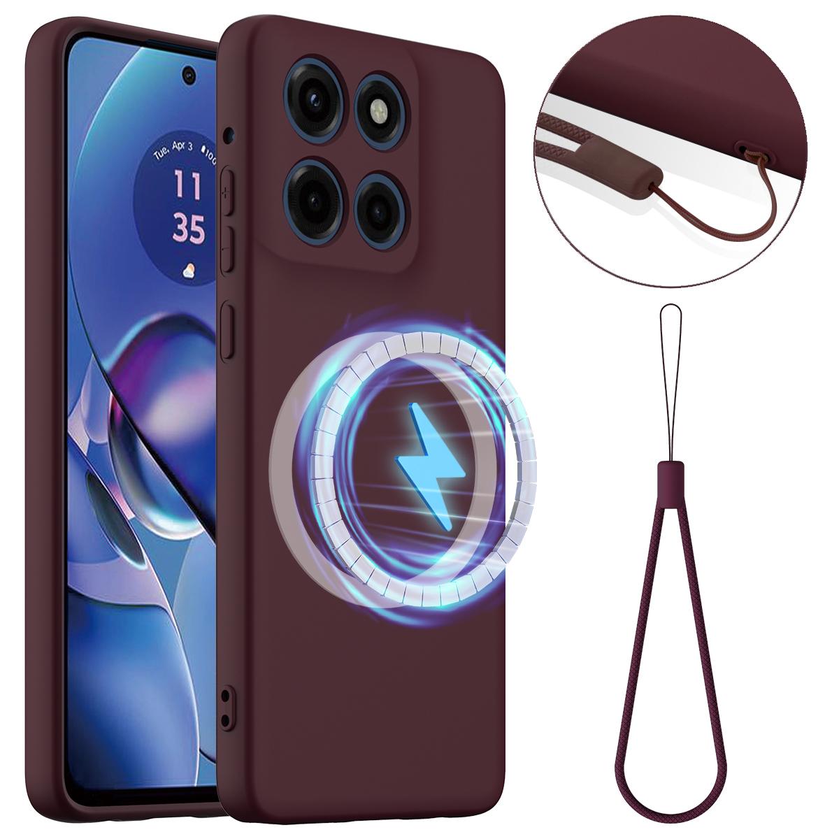 

For Motorola Moto G Stylus 5G (2025)/Motorola Edge 60 Stylus 5G Case Compatible with MagSafe Anti-Drop Liquid Silicone Phone Cover Wine Red