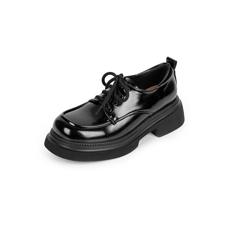 

Туфли на плоской подошве из натуральной кожи Yuexinwang для женской обуви Huizhou Su Yinyin, такие же маленькие кожаные туфли, весенние новые универсальные туфли на платформе для детей 34 чёрный