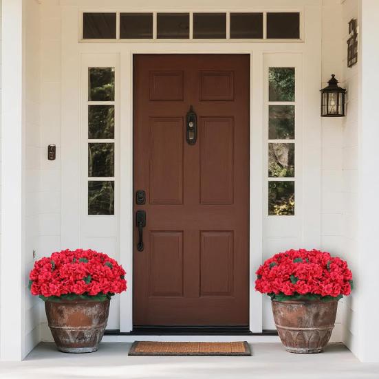 Artificial Potted Flower with Green Leaves Realistic UV Resistant Fake Silk Flower with Pot Indoor Outdoor Garden Patio Balcony Bonsai Decoration