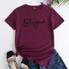 Summer Round Neck Letter Blessed Printed Top Fashionable Casual Short Sleeved Women's Pure Cotton T-shirts