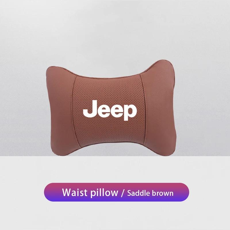 Per Jeep Cuscino per Collo per Sedile Auto Poggiatesta in Pelle Supporto Lombare per Jeep Grand Cherokee Wrangler JK Gladiator Compass Ren
