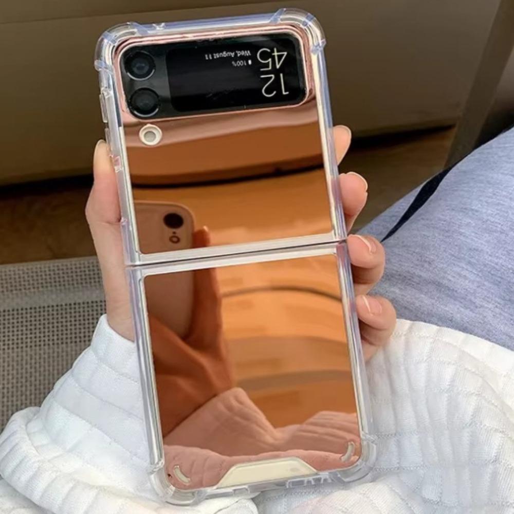 Luxury Slim Make Up Mirror Protective Hard Phone Case For Samsung Galaxy Z Flip 3 4 5 6 7 FE Flip7 Flip6 Flip5 Flip4 Flip3 5G