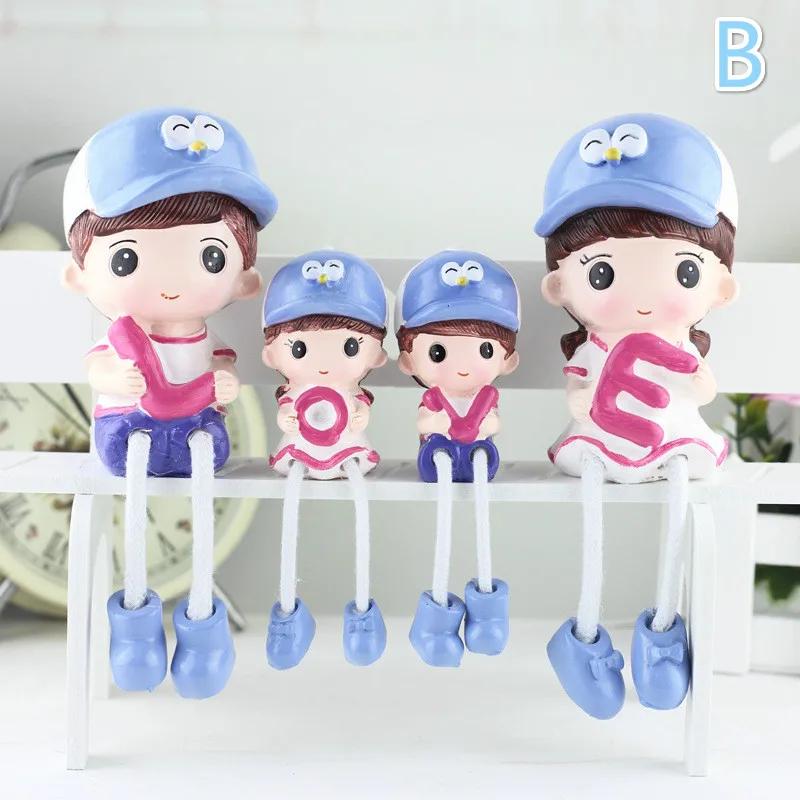 Creative 4-People Love Family Dolls Home Furnishing Resin Characters Ornaments Home Decor Crafts