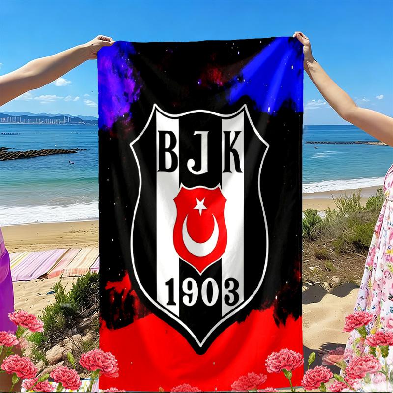 Besiktas J.K Print Beach Towel, Versatile Lightweight Absorbent Beach Towel for Pool Surf Yoga Bathroom, Perfect Birthday Holiday Gift