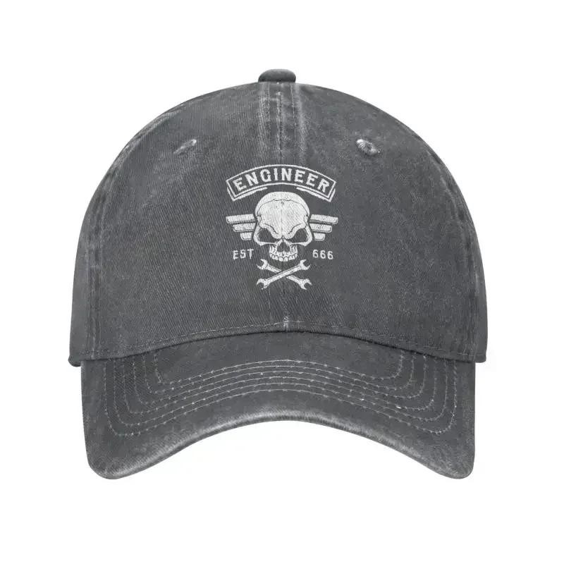 Punk Unisex Cotton ENGINEER AND ENGINEERING Baseball Cap Adult Funny Technician Skull Adjustable Dad Hat Unisex Women Hip Hop Adjustable Cap& 8Y