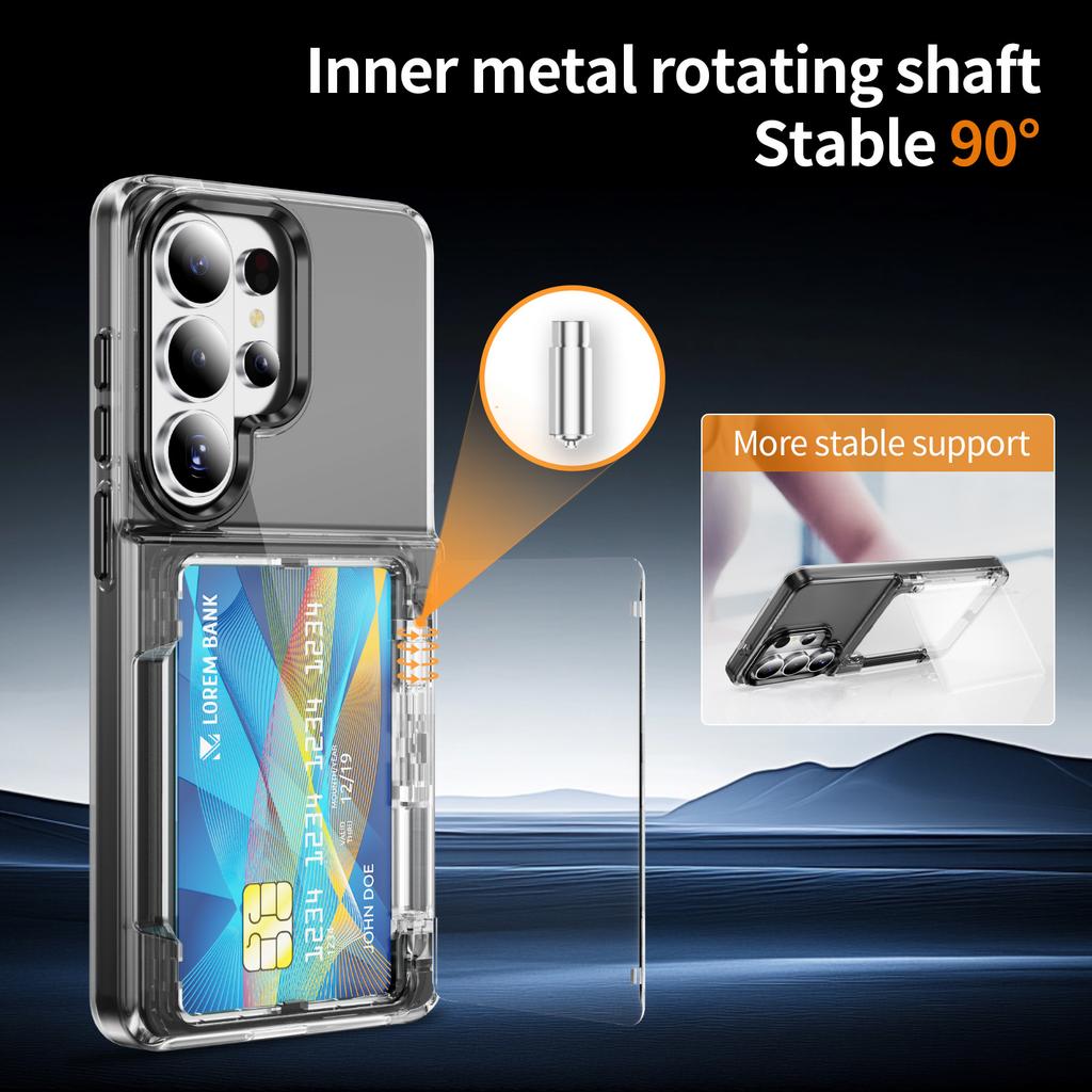 Case for Samsung S26 S25 S24 S23 S22 Ultra Transparent Card Holder Protective Case Full Coverage Plain Shock Proof Anti-Scratch
