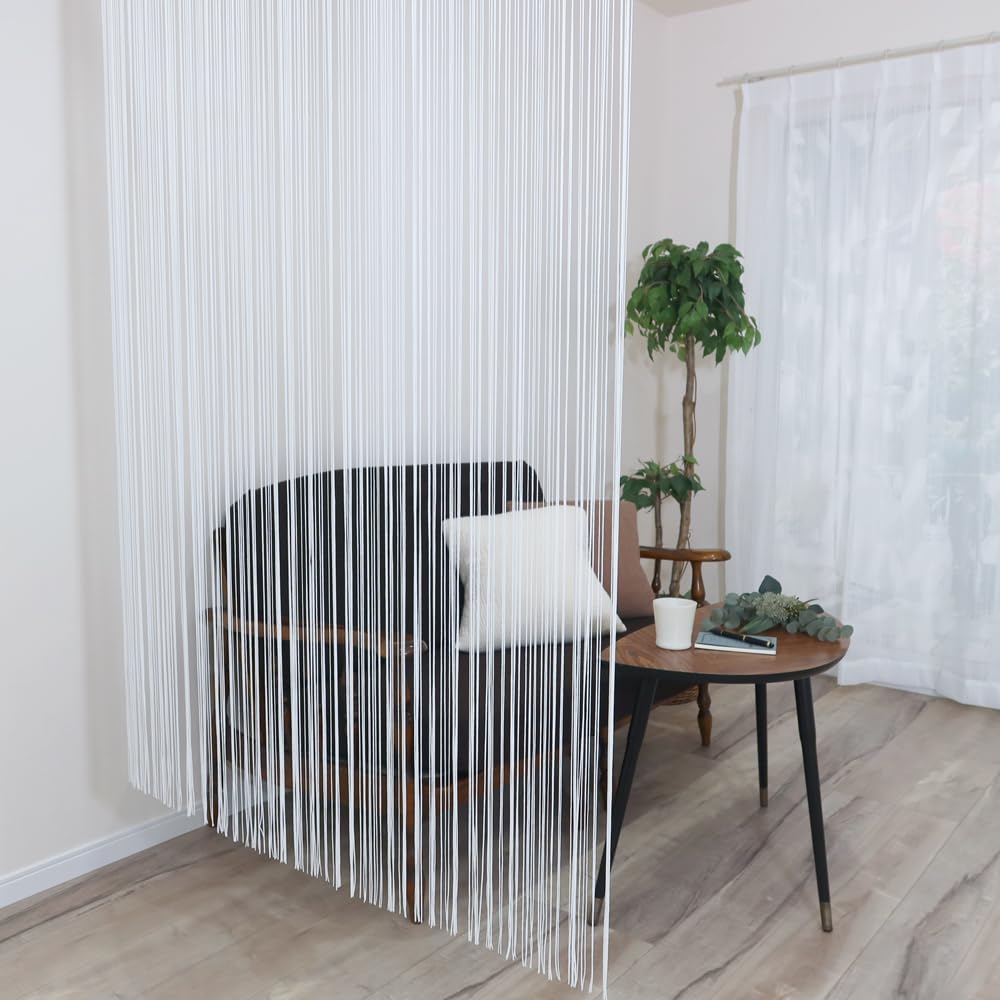 Flame retardant string curtain White 85cm width x 170cm Room divider Scandinavian Made in Japan Washable Stylish Blindfold Modern Commercial use