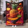 Tropical Fruit Pattern Flannel Blanket - for Beds, Sofas, Offices, Travel, Decorating, Chairs, and As a Holiday Gift for Friends