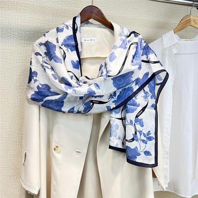 180*65cm 100% Maulbeerseide bedruckter Schal Sommer Sonnenschutz dünner Schal Strandschal Halstuch