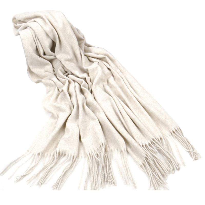 Warm Tassel Shawl Autumn and Winter Solid Color Cashmere Scarf Winter Solid Color Wool Scarf for Men and Women