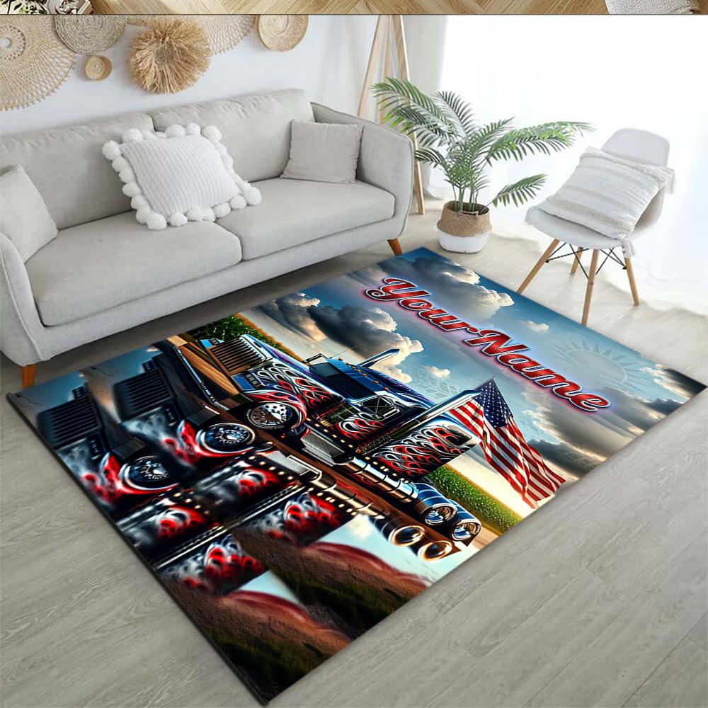 Kw Heavy Trucks Customize Your Name Area Rug Perfect for Study room Hallway Kitchen Game Room Antislip Carpet Anime Office Decor Wedding Party Gift