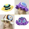 49MD Handmade Crochet Ruffled Brim Bucket Hat for Women and Girl Soft Polyester Winter Fashion Accessory Flower Fisherman Hat