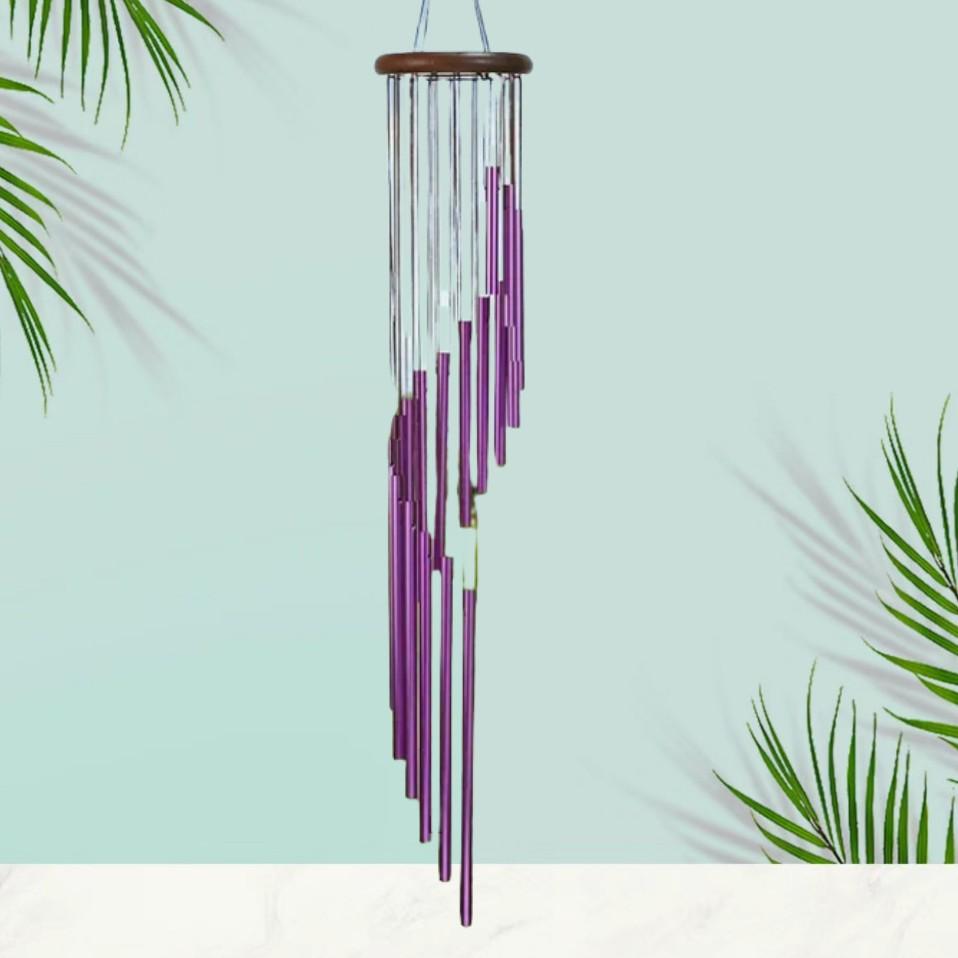 Sosnowe Drewno Obrotowa Aluminiowa Rurka Kuranty Wietrzne Wisząca Dekoracja Metal Sosnowe Drewno Aluminiowa Rurka Kuranty Wietrzne Dzwonek Kreatywna Dekoracja Domu Dekoracja Ścienna