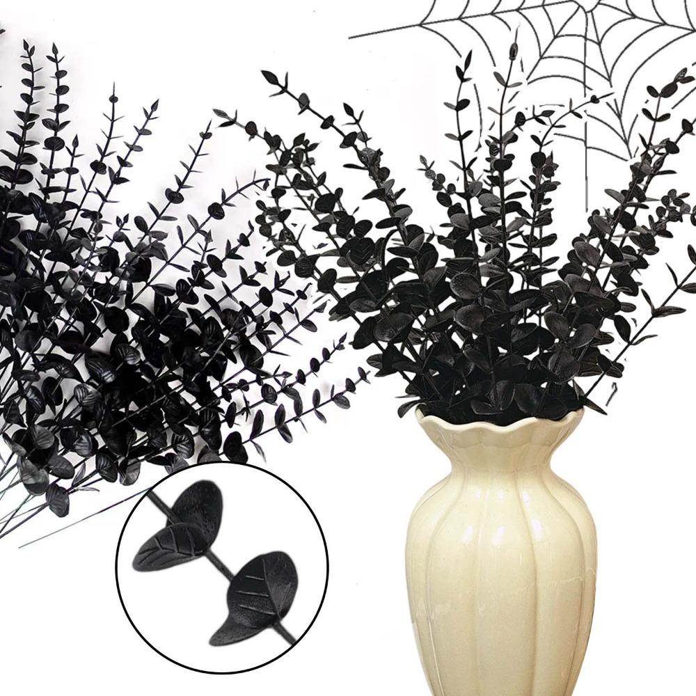 Halloween Simulation Schwarzer Eukalyptus Zweig Künstlicher Blumenstrauß Thanksgiving Plastik Eukalyptus Stiele Party Tischdekoration
