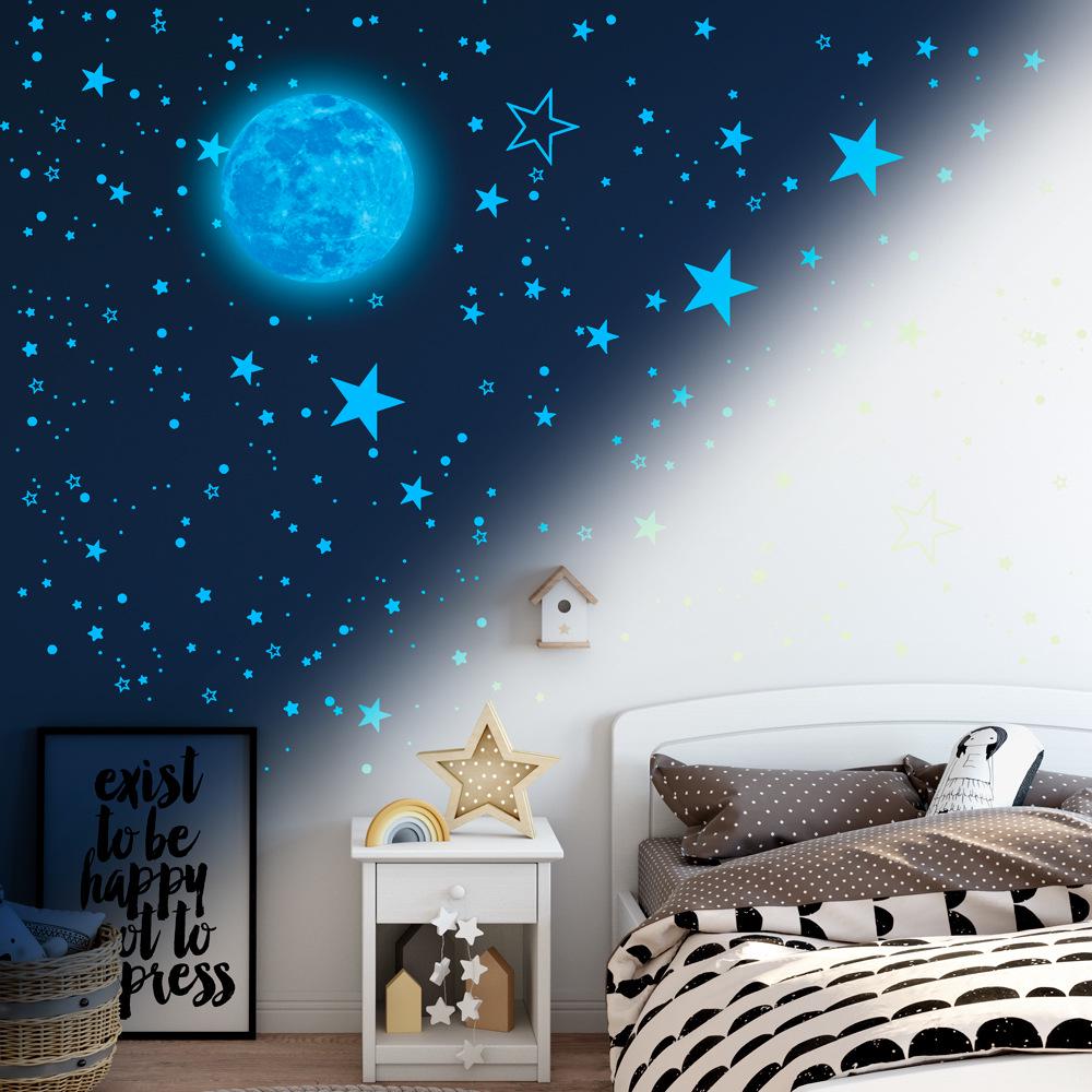 Glowing Luminous Stickers Set: 1049pcs Self-Adhesive Moon, Stars, and Dots Fluorescent Wall Décor