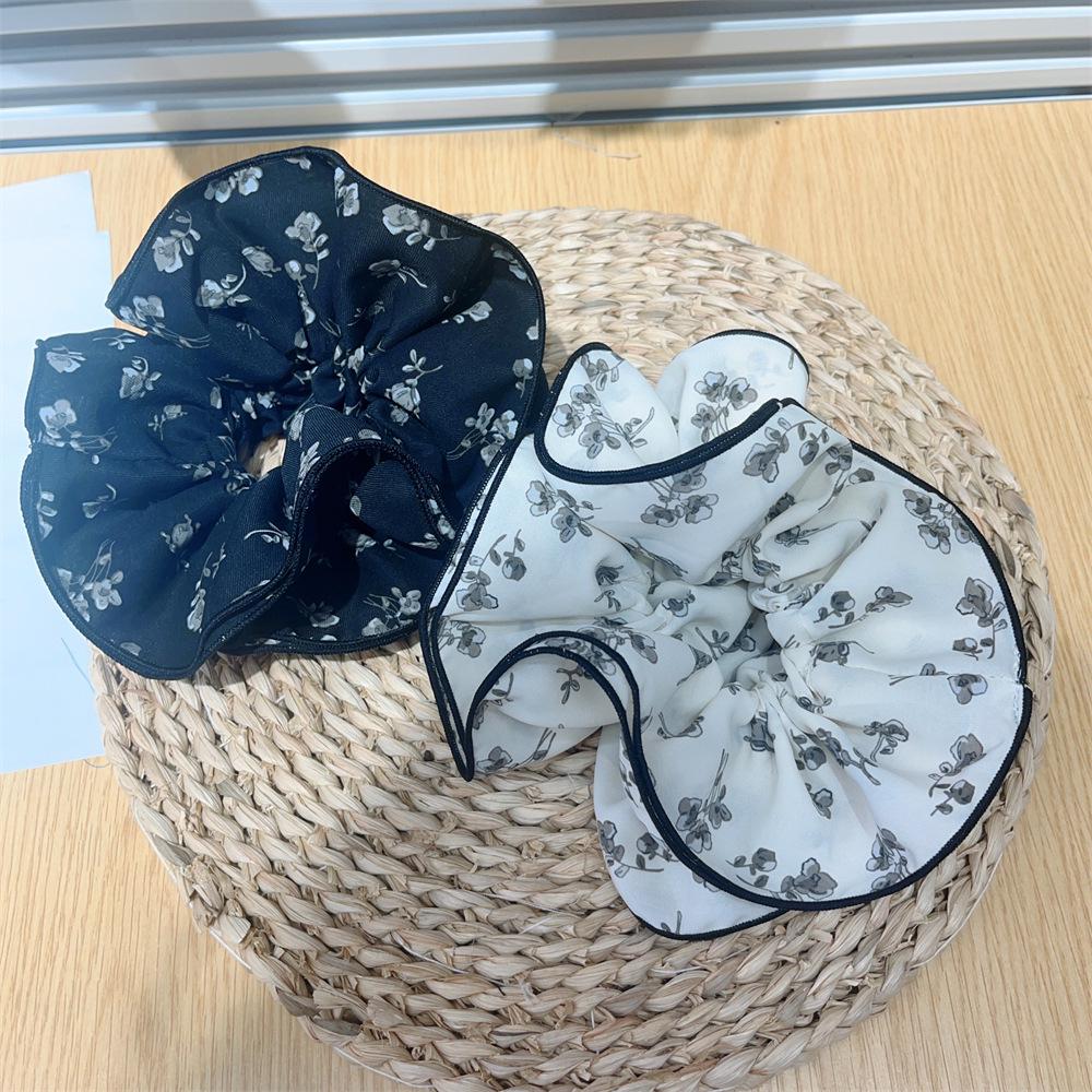 Retro Chinese Ink Painting Elastic Hair Tie - Slim Waist, Pleated, Multi-layer, High-end Design