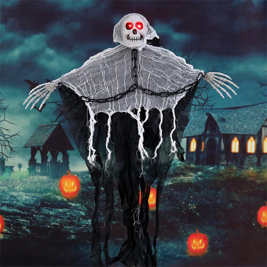 Realistic Hanging Skeleton Ghost Halloween Decoration With Plastic Chains For Indoor Outdoor Party Decor