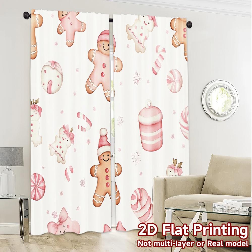 2pcs  Curtains Cute Christmas_a (2) Chic Chic Curtains Polyester Easy Install Curtains Holiday Use for Bedroom Office Kitchen