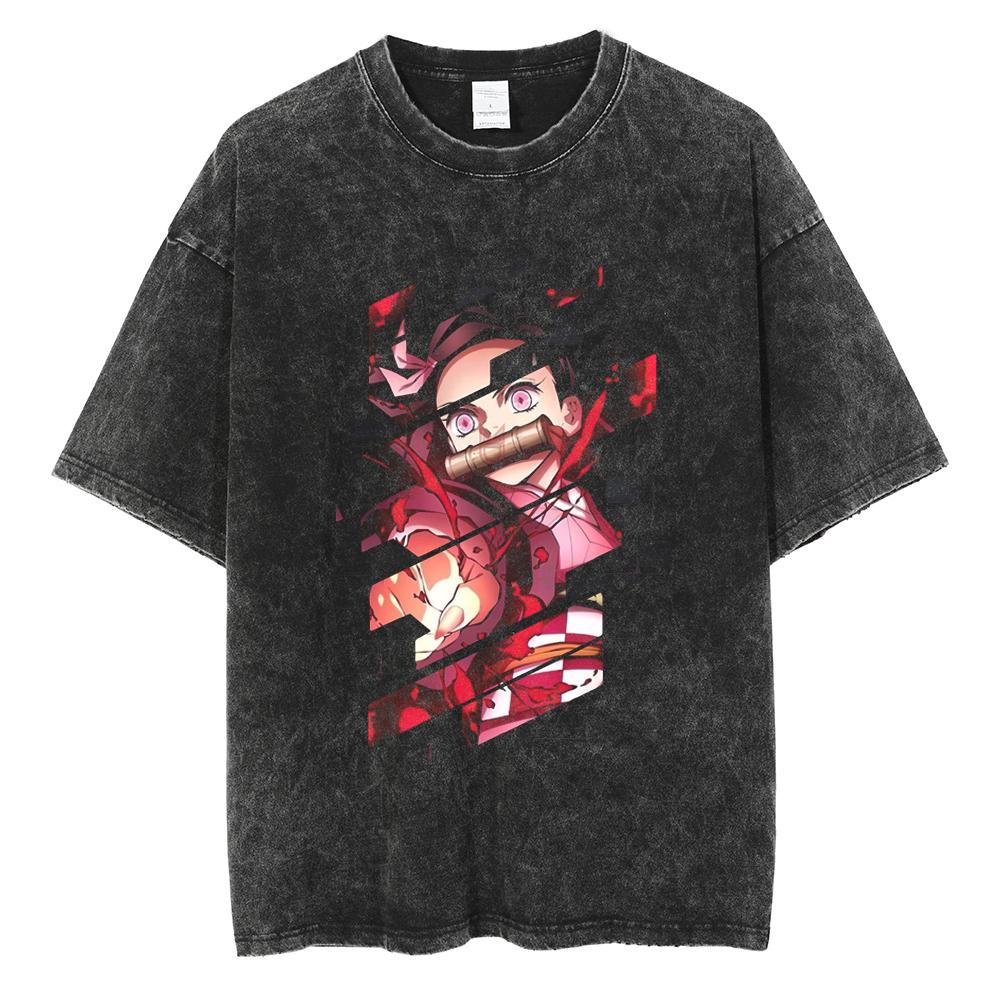 Anime Demon Slayer Tokitou Muichirou Graphic Print Tshirt Men Manga T-shirts Washed Cotton T Shirt Harajuku