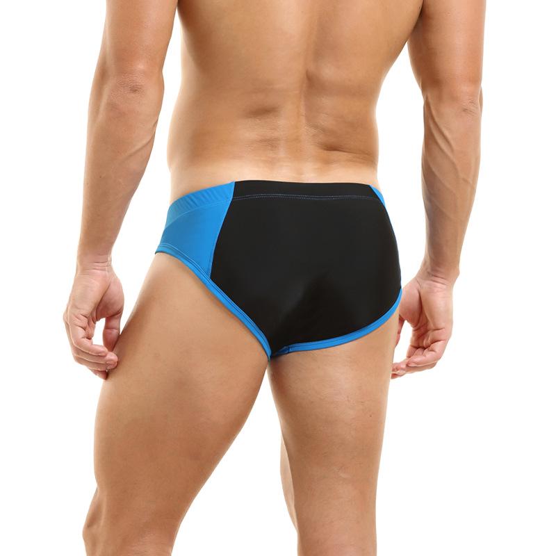 Men's European & American Color Block Zipper Swim Trunks