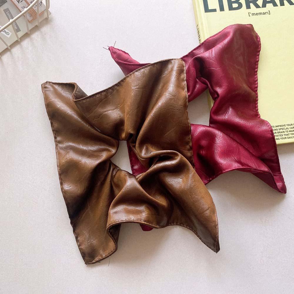 Pleated Soft PU Scrunchies Elastic Large Intestine Hair Ring Retro Ponytail Holder  Party
