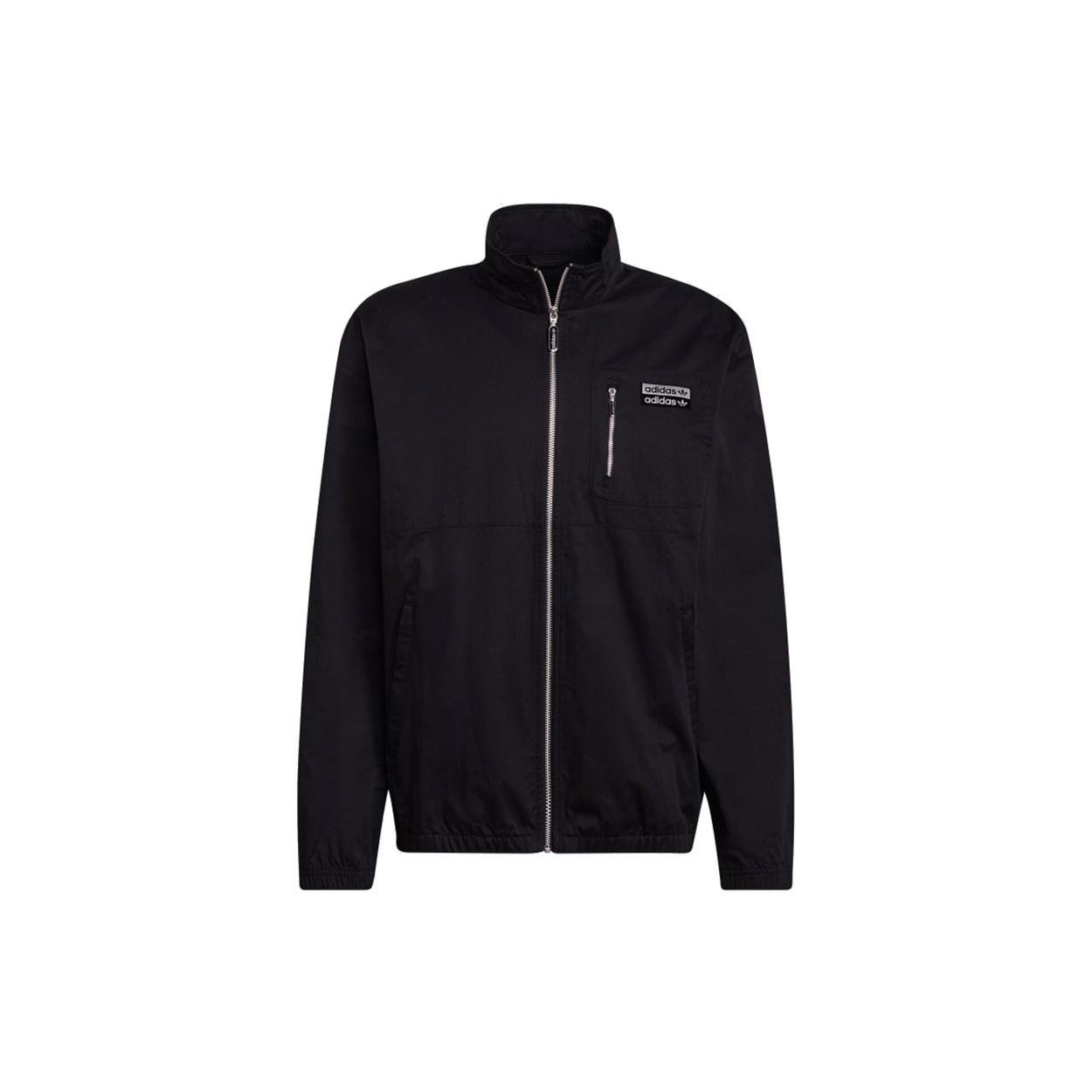 adidas originals R.y.v. Cotton Twill Double Label Training Sports Stand Collar Logo Jacket Black Men s H11457 XS